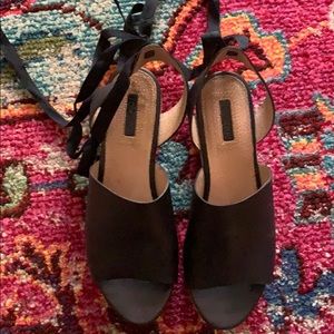 Topshop summer leather platform espadrille navy